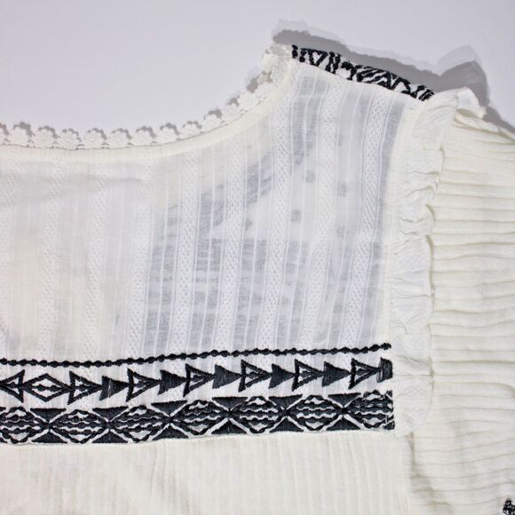 NWT $68 Free People Sarafina Embroidered Tassel Top Ruffle Boho Western Women L - Picture 13 of 14